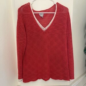 Chico's Sweater with white Trim